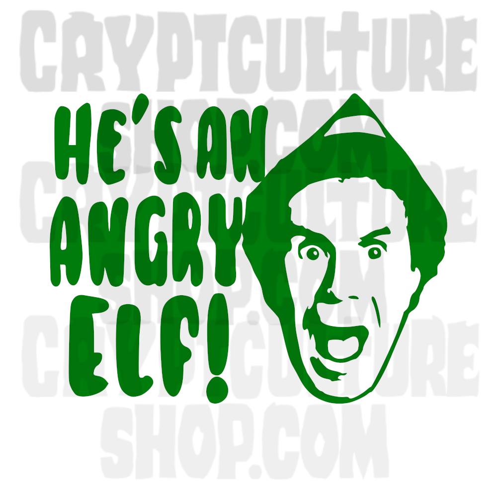 Elf He's an Angry Elf Vinyl Decal