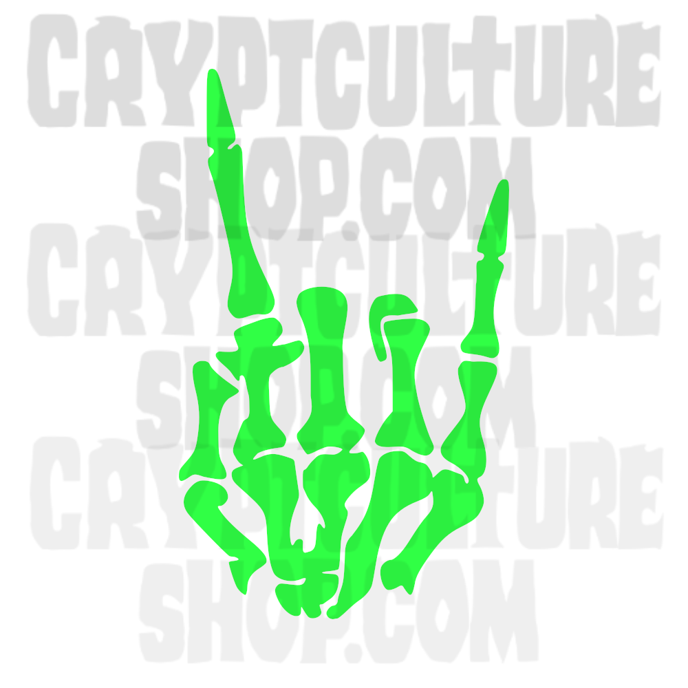 Vinilo decorativo de esqueleto de terror con cuernos de rock